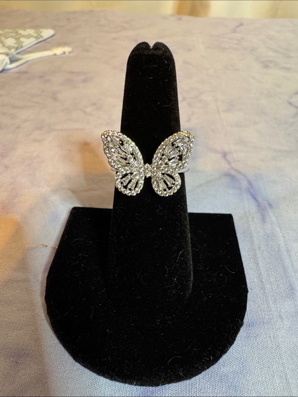 Sparkling Stainless Steel Butterfly Statement Ring